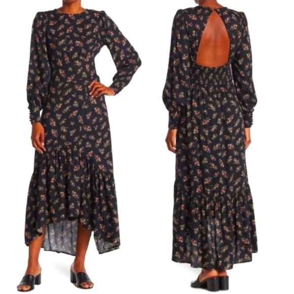 AFRM Dresses & Skirts - NWT AFRM Gilda Back Cutout Maxi Dress in Noir Bouquet, Size M